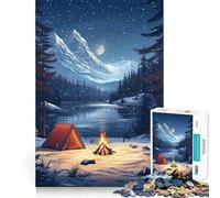 Rompecabezas de 1000 Piezas Noche de Campamento Invernal para Adolescentes Juguete para ejercitar la Mente Regalo Original para una escapada Tranquila 38x52cm