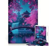 Rompecabezas de 1000 Piezas Noche de cerezos en Flor en Japón para Adultos Ejercicio cognitivo Escapada Relajante Sin Bordes ásperos Regalo Ideal (38x52cm)