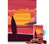 Rompecabezas de 1000 Piezas Noche de Verano en la Playa para Adultos Juguete de lógica Mental, antiestrés, Corte Firme, Regalo increíble 38x52cm