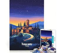 Rompecabezas de 1000 Piezas Noche en un Pueblo Toscano Juguetes antiestrés Divertidos y con Humor Ideales para Decorar el Escritorio 38x26cm