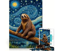 Rompecabezas de 1000 Piezas Noche Estrellada con Perezosos para Adultos y Adolescentes Mejora la Memoria Ideal para Relajarse Corte preciso Un Regalo Encantador 38x26cm
