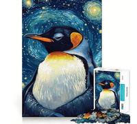 Rompecabezas de 1000 Piezas Noche Estrellada con pingüinos para Adultos Juguete de lógica y Entretenimiento Bordes Suaves Regalo conmovedor (38x52cm)