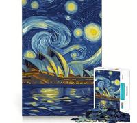 Rompecabezas de 1000 Piezas Noche Estrellada de la Ópera de Sídney para Adultos Rompecabezas de Memoria Disfrute del Montaje Lento de la Imagen Regalo Creativo 38x52cm