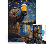 Rompecabezas de 1000 Piezas Noche Estrellada de Nutria para Adultos, Ideal para Regalar, estimular la Memoria y Relajarse Diseño Premium Sorpresa cálida (38x52cm)