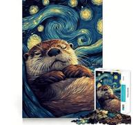 Rompecabezas de 1000 Piezas Noche Estrellada de nutrias para Adolescentes Juguete Relajante con Bordes Ajustados Regalo Premium (38x26cm)