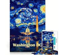 Rompecabezas de 1000 Piezas Noche Estrellada de Washington DC diversión para ejercitar la Mente Encaje Huecos Actividad para Compartir con Seres Queridos (50x75cm)