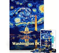 Rompecabezas de 1000 Piezas Noche Estrellada de Washington DC para Adultos Juego de Memoria Cerebral Encaje Huecos Actividad Relajante para un Descanso Mental (38x52cm)