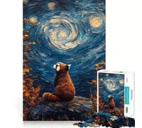 Rompecabezas de 1000 Piezas Noche Estrellada del Panda Rojo para Adultos Regalo Ideal para quienes Buscan un desafío Mental Juguete fácil de Usar Corte preciso (50x75cm)