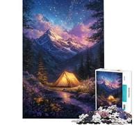 Rompecabezas de 1000 Piezas Noche Estrellada para Acampar Rompecabezas para Adultos y familias Actividades para Entrenar la Mente y Las Manos Regalo Ideal para Reducir el estrés 38x26cm