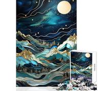 Rompecabezas de 1000 Piezas Noche Estrellada Picos iluminados por la Luna Decoración del hogar Juguetes Gran Regalo para Juegos Juego Educativo Mejora el Amor Entre Parejas tamaño 50x75cm