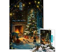 Rompecabezas de 1000 Piezas Nochebuena acogedora en una cabaña Un Reto para completar Pero Divertido y Original Decoración de Pared para niños de 14 años en adelante (50x75cm)