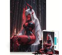 Rompecabezas de 1000 Piezas Novia Demonio Roja en el Bosque Oscuro para Adultos Juego Mental Pasatiempo en casa Bordes limpios Un Regalo Encantador (50x75cm)