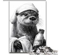 Rompecabezas de 1000 Piezas Nutria bañándose para Adultos y Adolescentes Juego Familiar antiestrés, desafío difícil, Gran Regalo y Juguete 50x75cm