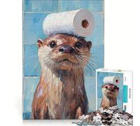 Rompecabezas de 1000 Piezas Nutria con Sombrero de Papel higiénico Juguete Educativo Juego de Velocidad Manual con Piezas de Formas aleatorias Que encajan Perfectamente 50x75cm