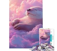Rompecabezas de 1000 Piezas Nutria durmiendo en Las Nubes Juego Educativo Que desafía la Inteligencia Cerebral Juguetes adictivos Regalos de Amigo Invisible Regalo de cumpleaños (Tamaño 38x52cm)
