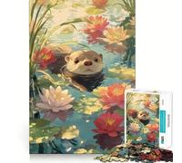 Rompecabezas de 1000 Piezas Nutria en Estanque de nenúfares para Adolescentes Juego Inteligente de Rompecabezas Tiempo de Aprendizaje Imagen para armar Un Regalo Encantador (38x26cm)