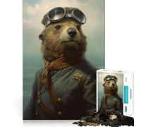 Rompecabezas de 1000 Piezas Nutria Marina como piloto para Adultos Juguete para ejercitar la Mente Diseño Casual y Relajante Colección de Arte para armar Pieza (50x75cm)