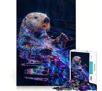 Rompecabezas de 1000 Piezas Nutria Marina en la Naturaleza para Adolescentes Juguete de lógica Fuerte Escape Tranquilo Borde Transparente Regalo de cumpleaños (50x75cm)