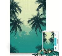 Rompecabezas de 1000 Piezas Oasis de Palmeras para Adultos Juego Inteligente de Rompecabezas Divertido Montaje de imágenes Regalo de Temporada (38x52cm)
