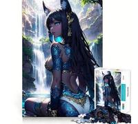 Rompecabezas de 1000 Piezas Oceanblue Fox Anime Girl para Adolescentes Juego Inteligente de Rompecabezas Tiempo de Aprendizaje Imagen para armar Regalo Encantador (50x75cm)