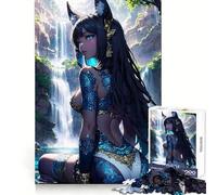 Rompecabezas de 1000 Piezas Oceanblue Fox Anime Girl para Adolescentes Juego Inteligente de Rompecabezas Tiempo de Aprendizaje Imagen para armar Regalo Encantador (50x75cm)