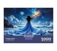 Rompecabezas De 1000 Piezas Oceanic Serenity A Woman in Blue Dress Embracing Nature's Majesty Rompecabezas para Adolescentes Juego De Ingenio Regalos para Mujeres Cumpleaños Y Nav