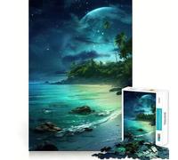 Rompecabezas de 1000 Piezas Océano Azul Cielo Nocturno Arte de Ajuste, Actividad de Juego Inteligente,Juego Divertido para Tiempo Libre,Regalo de Cumpleaños 38x26cm