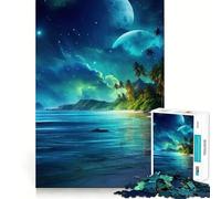 Rompecabezas de 1000 Piezas Océano Azul,Cielo Nocturno,diseño de Corte preciso,Juguete para estimular la Mente,Juego fácil de Jugar,Regalo Ideal para cumpleaños 38x26cm