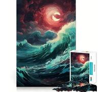 Rompecabezas de 1000 Piezas Océano,Luna,Cielo,Ajuste, Juego,Entrenamiento de concentración,Diversión,Tiempo de Juego Relajante,Regalo de Ocio navideño (38x52cm)