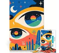 Rompecabezas de 1000 Piezas,Ojos nocturnos del Desierto,Arte Abstracto Surrealista Minimalista,Ajuste, Entrenamiento de concentración,Diversión,Tiempo de Juego, Ocio