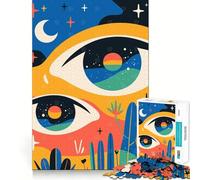 Rompecabezas de 1000 Piezas Ojos nocturnos del Desierto,Arte Abstracto Surrealista Minimalista,Juego preciso para armar,Actividad Cerebral,diversión,Tiempo Libre,Regalo de cumpleaños (38x52cm)