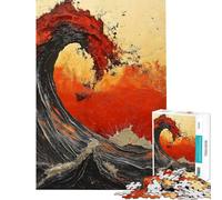 Rompecabezas de 1000 Piezas Ola de Fuego Rompecabezas Abstracto para Adolescentes Carrera de Velocidad Manual para cumpleaños Navidad Desafío de Inteligencia Cerebral Juguetes adictivos 38x26cm