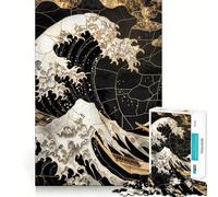 Rompecabezas de 1000 Piezas Ola de Kanagawa para Adultos Juguete Que desafía la Mente Corte preciso alineación Actividad Divertida para Toda la Familia (38x26cm)