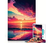 Rompecabezas de 1000 Piezas Olas al Atardecer en el océano - Juguete de Alta precisión Troquelado - Divertido desafío para el Tiempo de Espera (38x26cm)