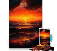 Rompecabezas de 1000 Piezas Olas al Atardecer en el océano para Adolescentes Juego Divertido y fácil de armar Sin Espacios Entre Las Piezas Actividad Nocturna Familiar (38x52cm)