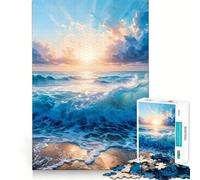Rompecabezas de 1000 Piezas Olas al Atardecer en el océano para Adolescentes Juguete Que estimula la lógica y Alivia la tensión Borde de Calidad Artículo de Regalo de Papá Noel (50x75cm)