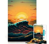 Rompecabezas de 1000 Piezas Olas al Atardecer en el océano para ejercitar la Mente Divertido con Piezas encajables sin Huecos Actividad para Compartir con Seres Queridos (38x26cm)