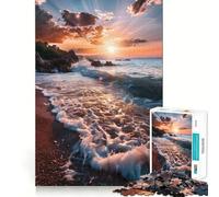 Rompecabezas de 1000 Piezas Olas al Atardecer para Adolescentes Juguete para desarrollar la lógica y la diversión Bordes Suaves Regalo Creativo 38x26cm