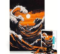 Rompecabezas de 1000 Piezas Olas al Atardecer para Adolescentes Juguete Que desafía la Mente Pasatiempo Relajante Corte preciso Un Regalo Encantador 38x26cm