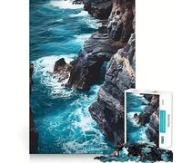 Rompecabezas de 1000 Piezas Olas de la Costa rocosa para Adultos y Adolescentes Juguete Intelectual para el hogar Disfrute de un Corte de Calidad Regalo clásico (38x26cm)