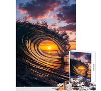 Rompecabezas de 1000 Piezas Olas del océano al Atardecer Juguetes antiestrés Regalos de Amigo Secreto Juego Educativo Lista de Deseos con Papá Noel tamaño 38x52cm