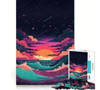 Rompecabezas de 1000 Piezas Olas del océano al Atardecer para Adolescentes Juguete para desarrollar la Habilidad y el estrés Corte preciso Un Regalo Encantador 38x26cm