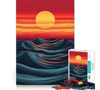 Rompecabezas de 1000 Piezas Olas del Océano al Atardecer para Adolescentes Mejora la Memoria Diversión Relajante Bordes precisos Regalo Ideal 38x52cm