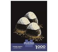 Rompecabezas De 1000 Piezas Onigiri Illustration on Black Background Rompecabezas para Adultos Juego De Ingenio Análisis Y Lógica Cumpleaños 52x38cm/1000pcs