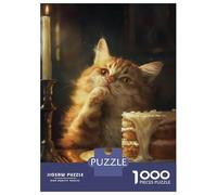 Rompecabezas De 1000 Piezas Orange Tabby Cat Cake Cute Rompecabezas para Adultos Juguetes Antiestrés Regalos para Mujeres Regalos De Cumpleaños Únicos 52x38cm/1000pcs