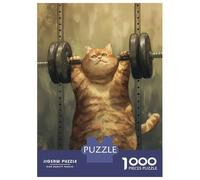 Rompecabezas De 1000 Piezas Orange Tabby Cat Lifting Rompecabezas para Adultos Juego De Ingenio Carrera De Velocidad De Manos Cumpleaños Y Navidad 38x26cm/1000pcs