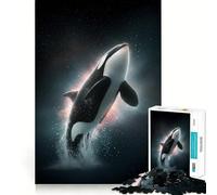 Rompecabezas de 1000 Piezas Orca Saltando en el Espacio, Juguete cognitivo para Adolescentes, pasatiempo Relajante, Borde Premium, Lista de Deseos de Papá Noel (38x26cm)