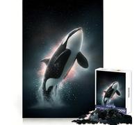 Rompecabezas de 1000 Piezas Orca Saltando en el Espacio, Juguete cognitivo para Adolescentes, pasatiempo Relajante, Borde Premium, Lista de Deseos de Papá Noel (38x26cm)