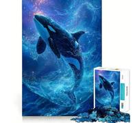Rompecabezas de 1000 Piezas Orca Saltando Entre Las Estrellas para Adolescentes Juguete Que estimula la lógica y Alivia la tensión Borde de Calidad Artículo de Regalo de Papá Noel (50x75cm)