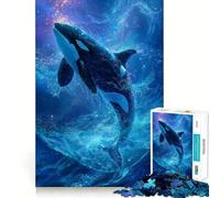 Rompecabezas de 1000 Piezas Orca Saltando Entre Las Estrellas para Adultos Mejora la Memoria Ideal para el Ocio Corte Firme Fiestas (38x26cm)
